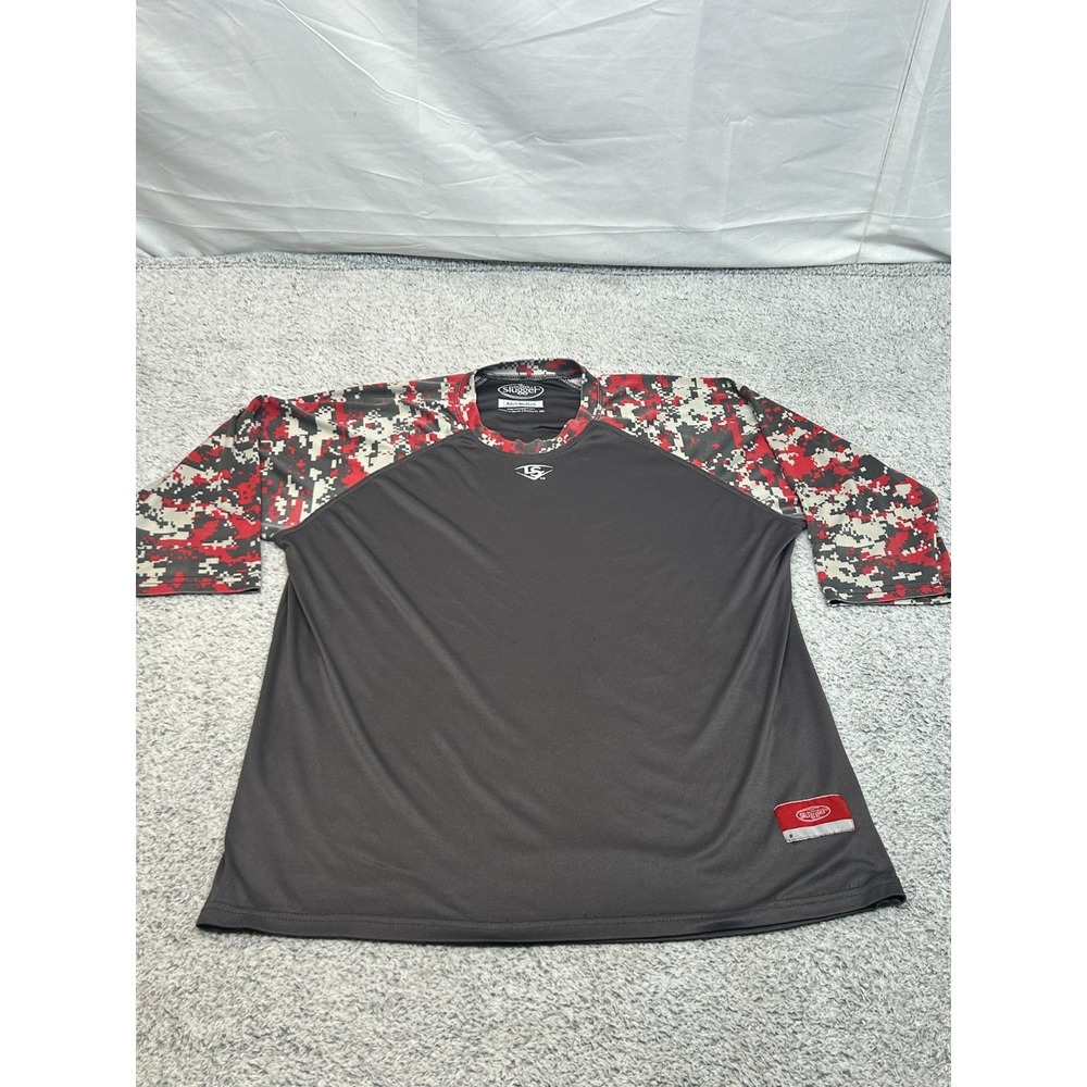 Louisville Slugger Performance Shirt Red Camo Raglan‎ Sleeve Gray Body Medium